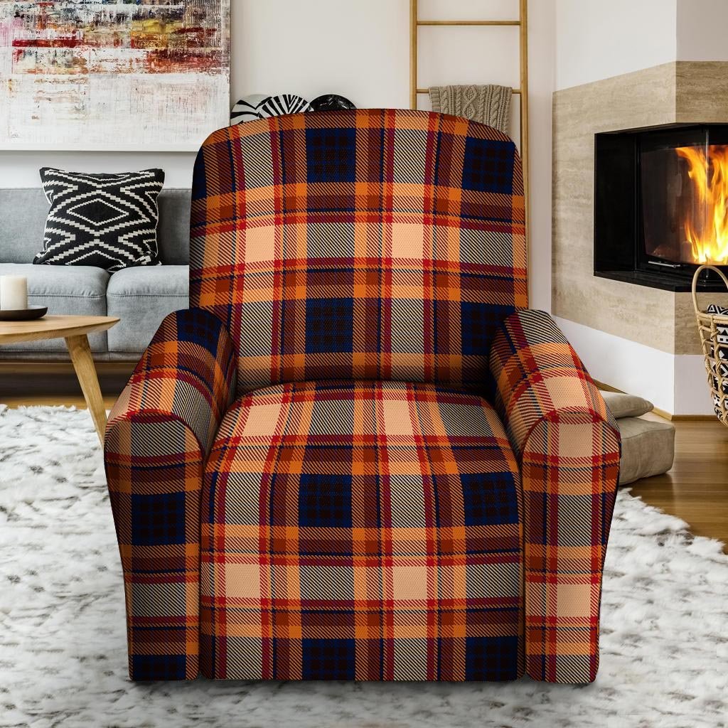 Tartan Brown Plaid Recliner Cover-grizzshop