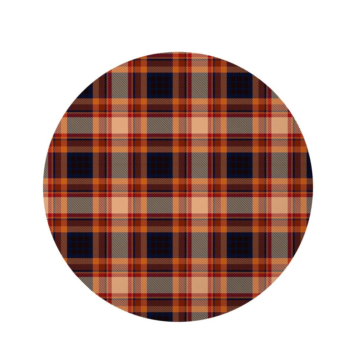 Tartan Brown Plaid Round Rug-grizzshop