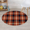 Tartan Brown Plaid Round Rug-grizzshop