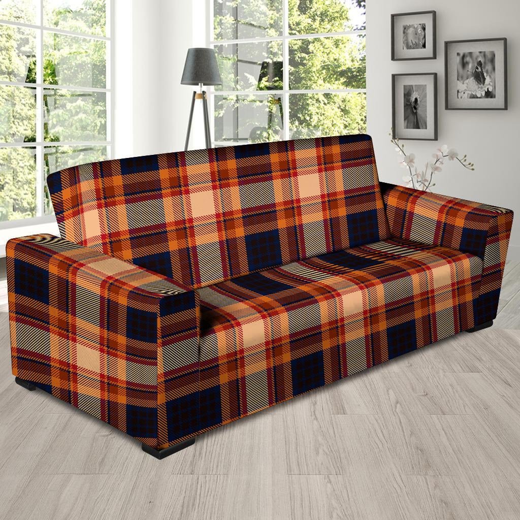 Tartan Brown Plaid Sofa Cover-grizzshop