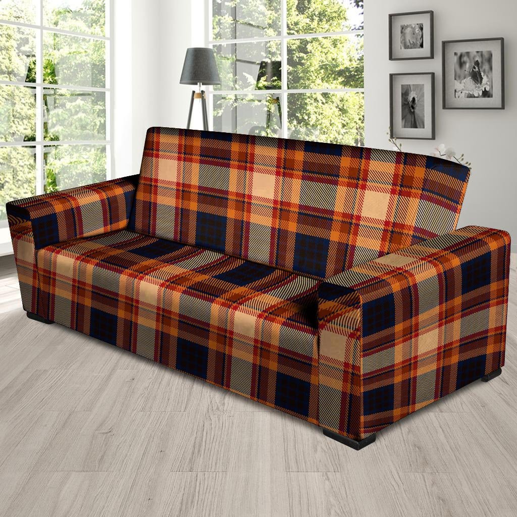 Tartan Brown Plaid Sofa Cover-grizzshop