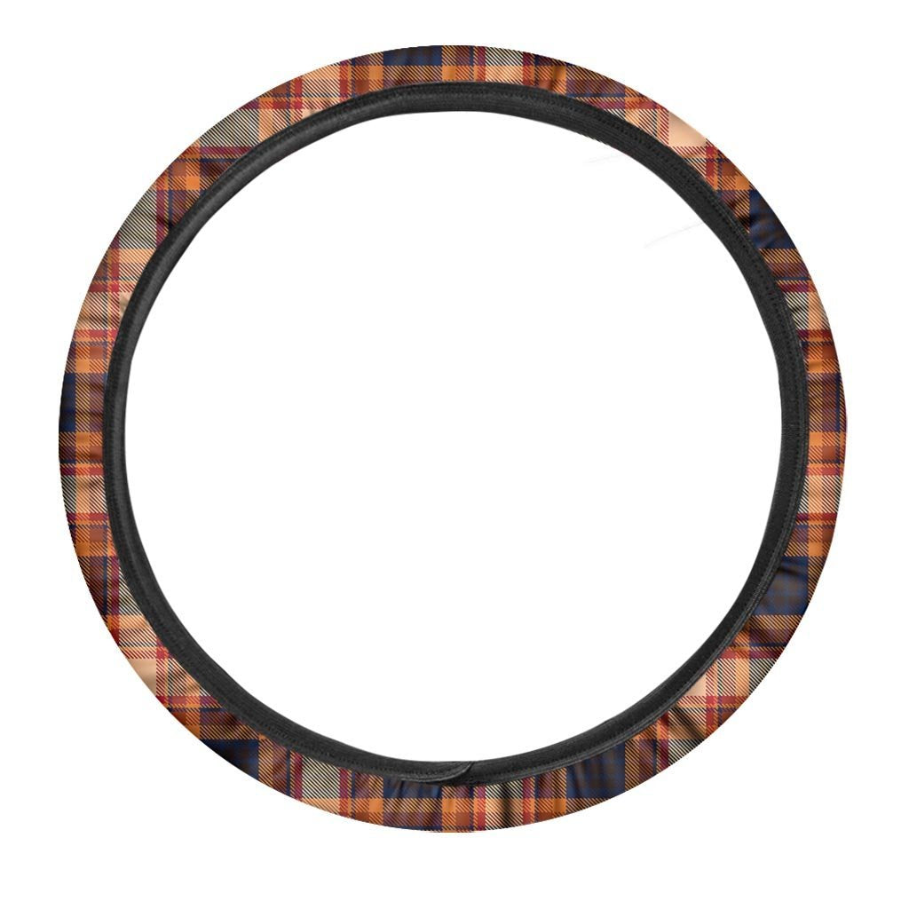 Tartan Brown Plaid Steering Wheel Cover-grizzshop