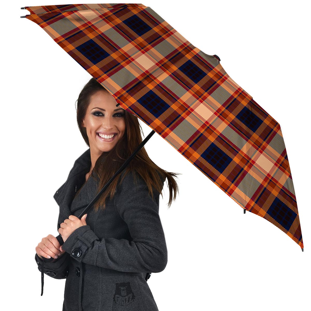 Tartan Brown Plaid Umbrella-grizzshop