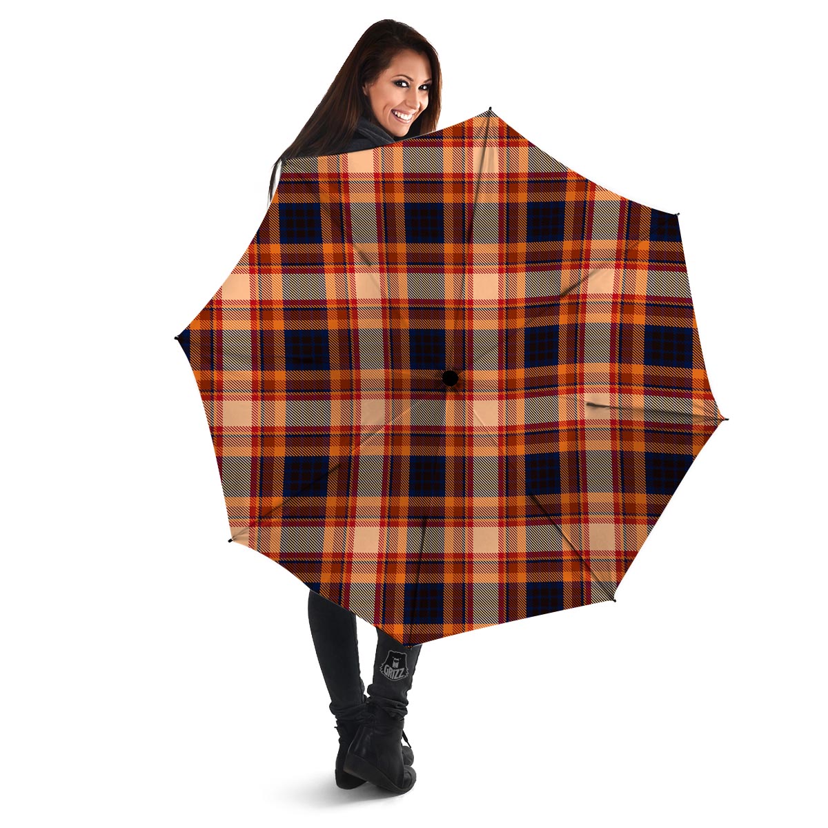 Tartan Brown Plaid Umbrella-grizzshop