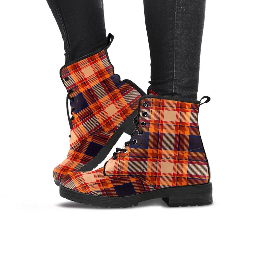 Tartan Brown Plaid Women's Boots-grizzshop