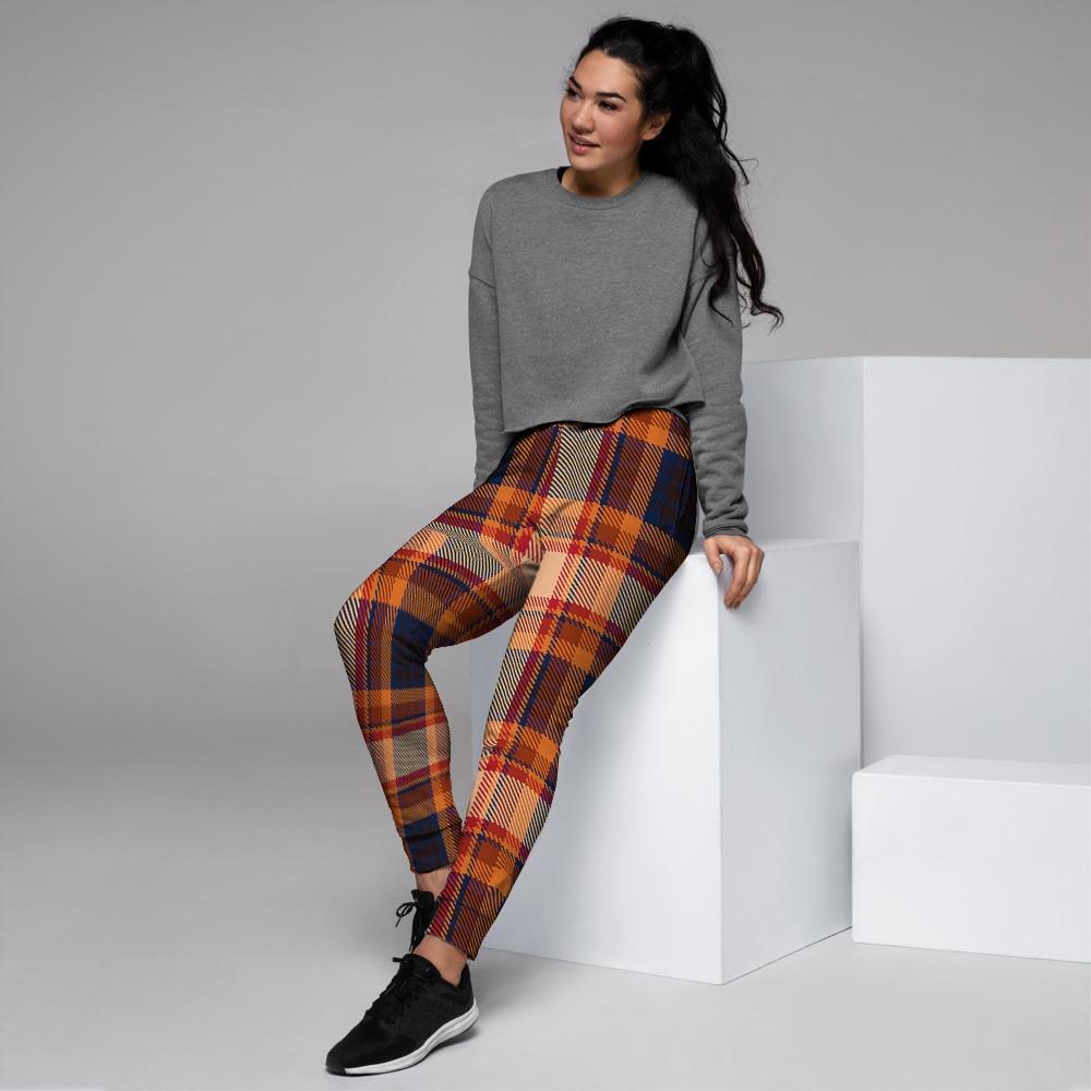 Tartan Brown Plaid Women's Joggers-grizzshop