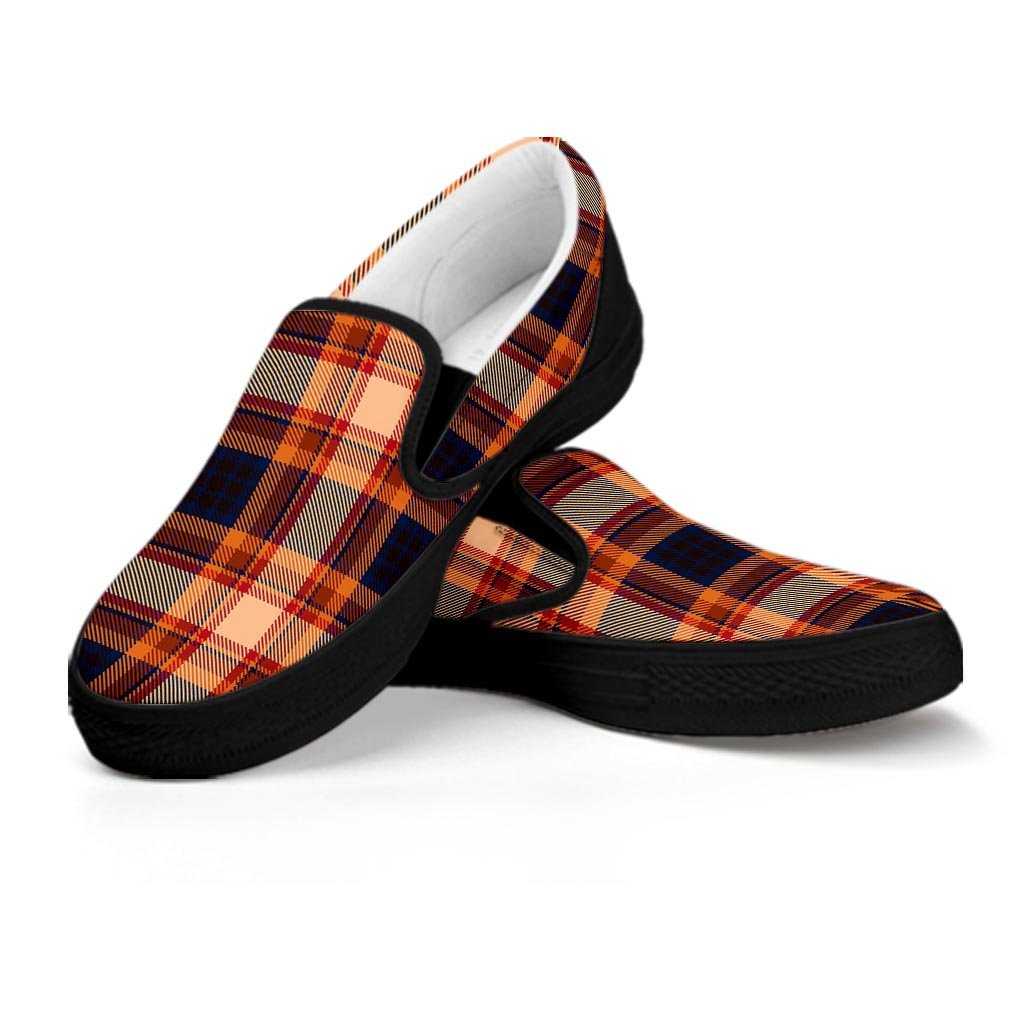 Tartan Brown Plaid Women's Slip On Sneakers-grizzshop