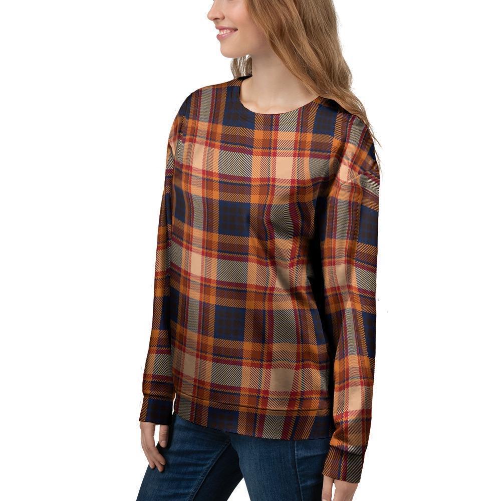 Tartan Brown Plaid Women's Sweatshirt-grizzshop