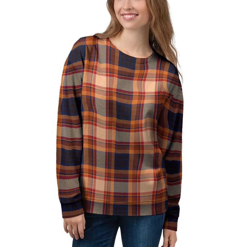 Tartan Brown Plaid Women's Sweatshirt-grizzshop