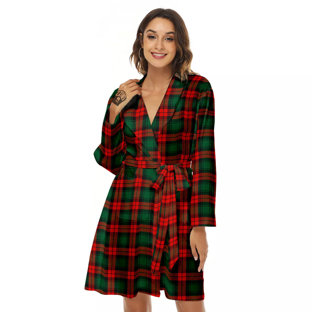 Tartan Christmas Print Pattern Women's Robe-grizzshop