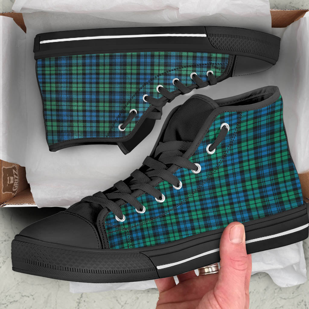 Tartan Clan Campbell Print Pattern Black High Top Shoes-grizzshop