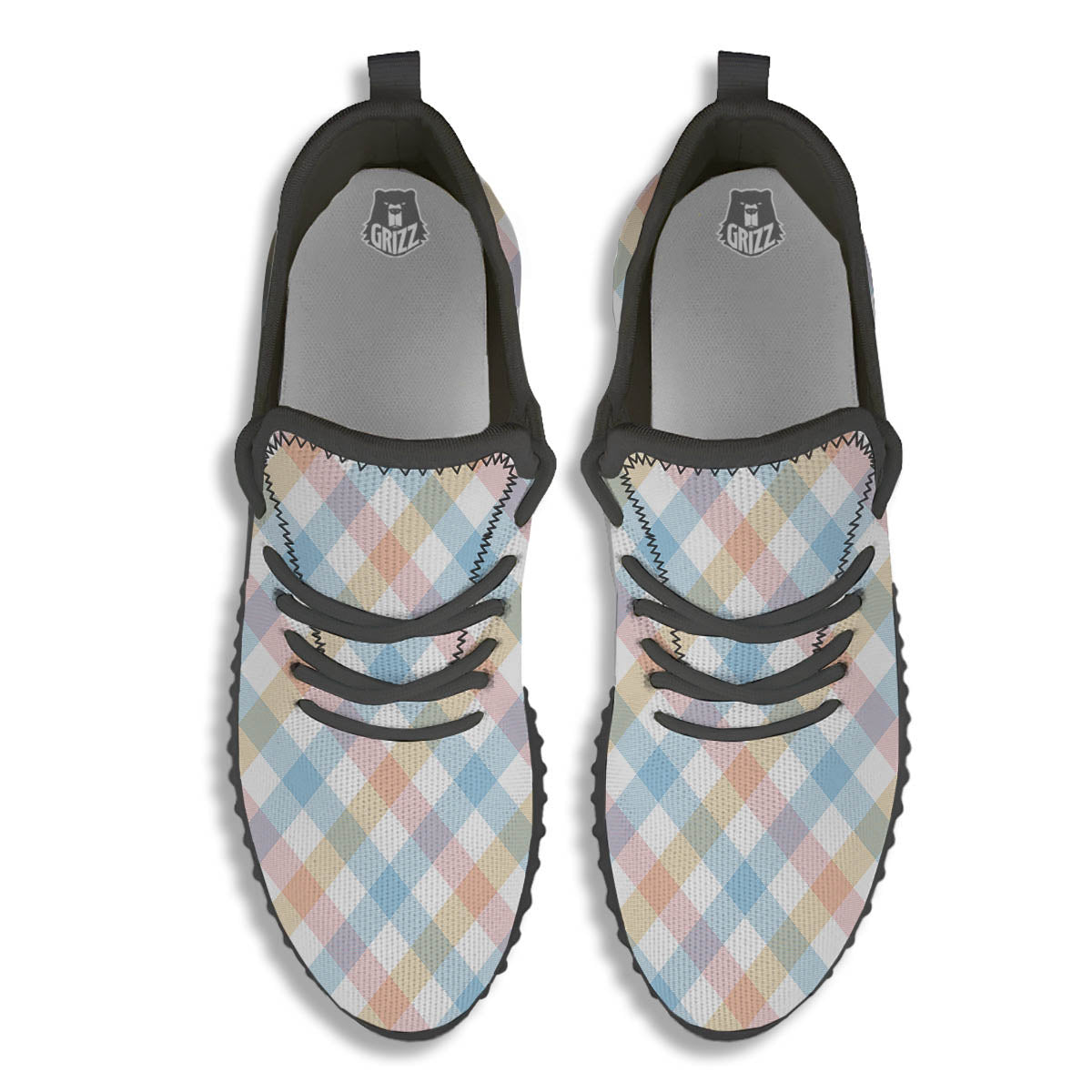 Tartan Colorful Print Pattern Black Walking Shoes-grizzshop