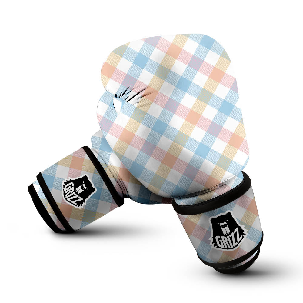 Tartan Colorful Print Pattern Boxing Gloves-grizzshop