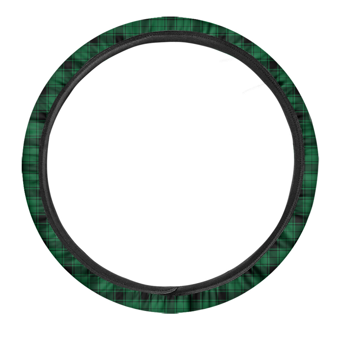Tartan Green And Black Print Pattern Car Steering Wheel Cover-grizzshop