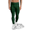 Tartan Green And Black Print Pattern Men's Leggings-grizzshop