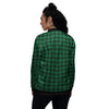 Tartan Green And Black Print Pattern Women's Bomber Jacket-grizzshop