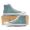 Tartan Green Red And White Print White High Top Shoes-grizzshop