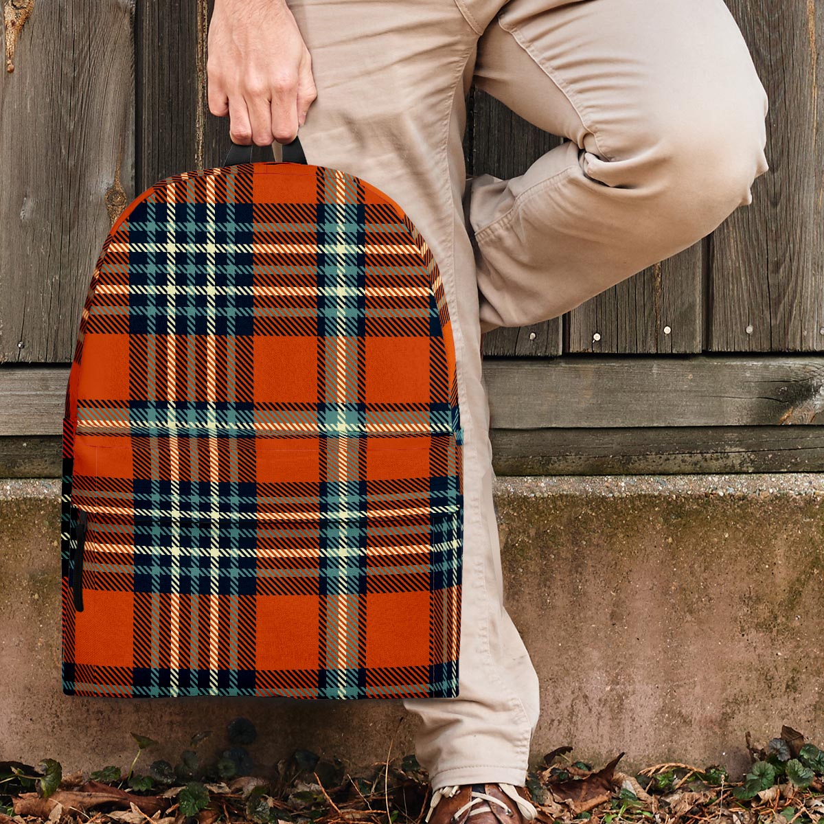 Tartan Orange Plaid Backpack-grizzshop