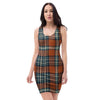 Tartan Orange Plaid Bodycon Dress-grizzshop