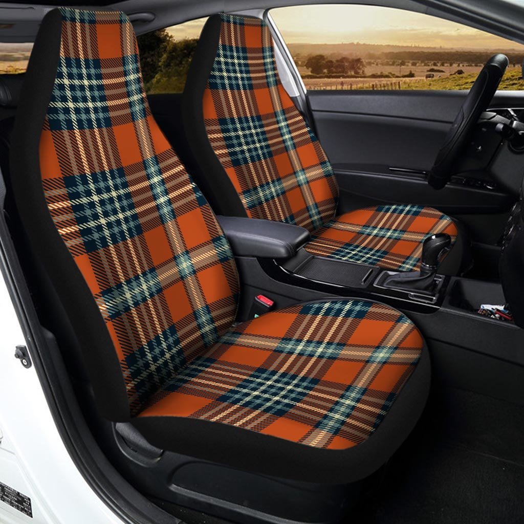 Tartan Orange Plaid Car Seat Covers-grizzshop