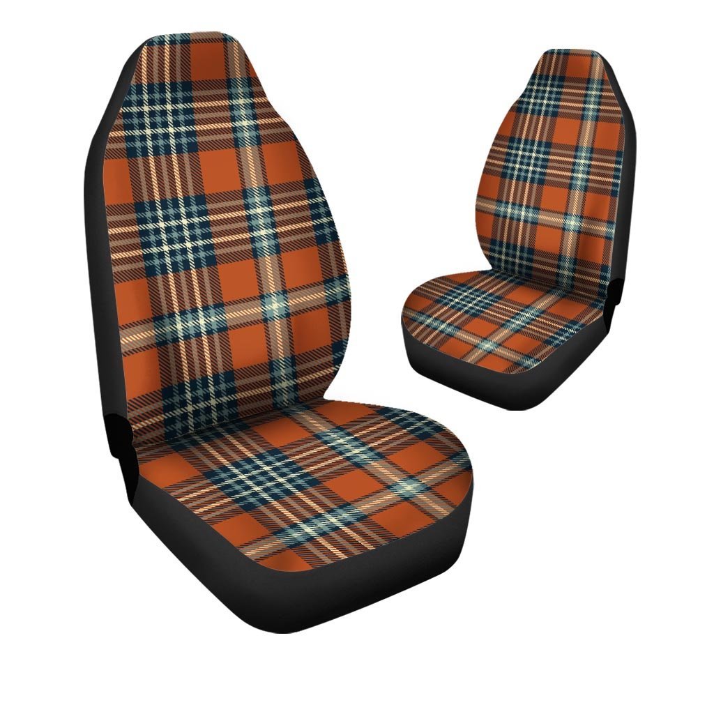 Tartan Orange Plaid Car Seat Covers-grizzshop