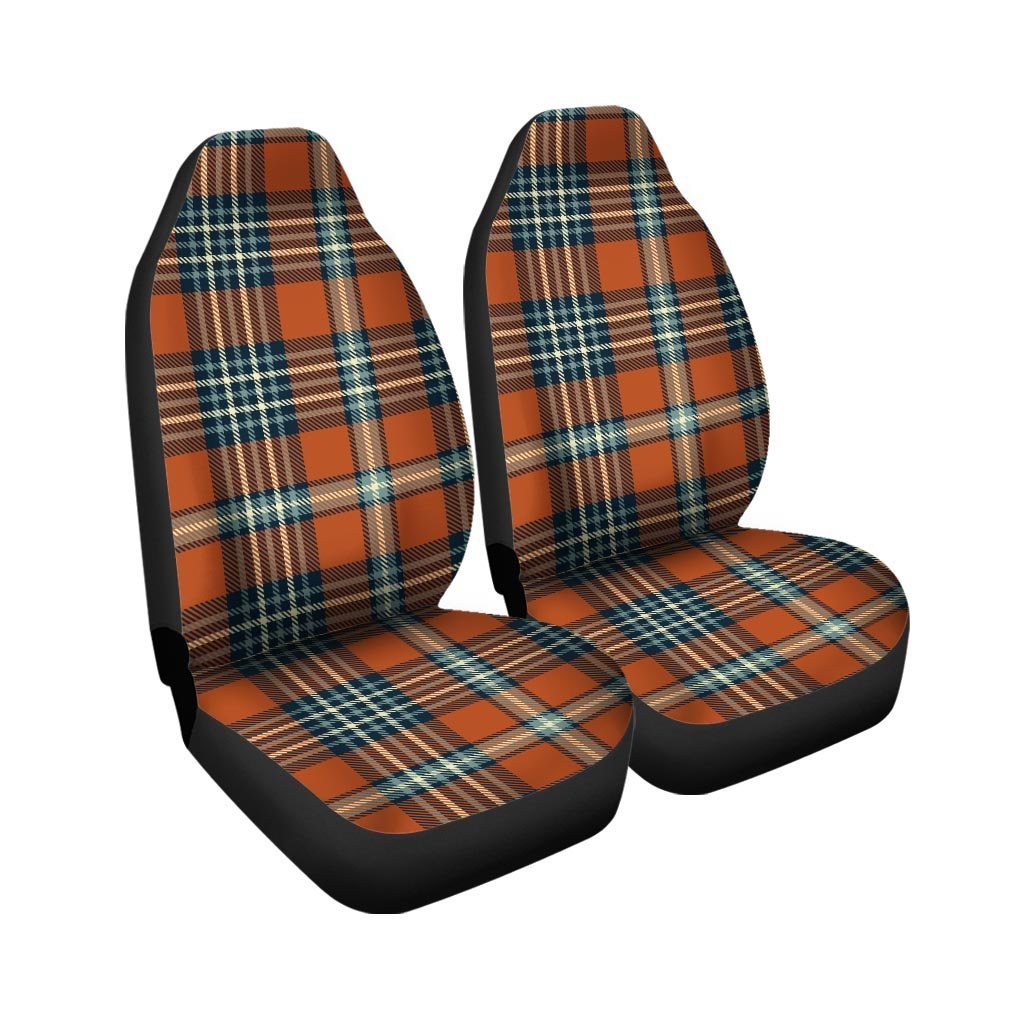 Tartan Orange Plaid Car Seat Covers-grizzshop