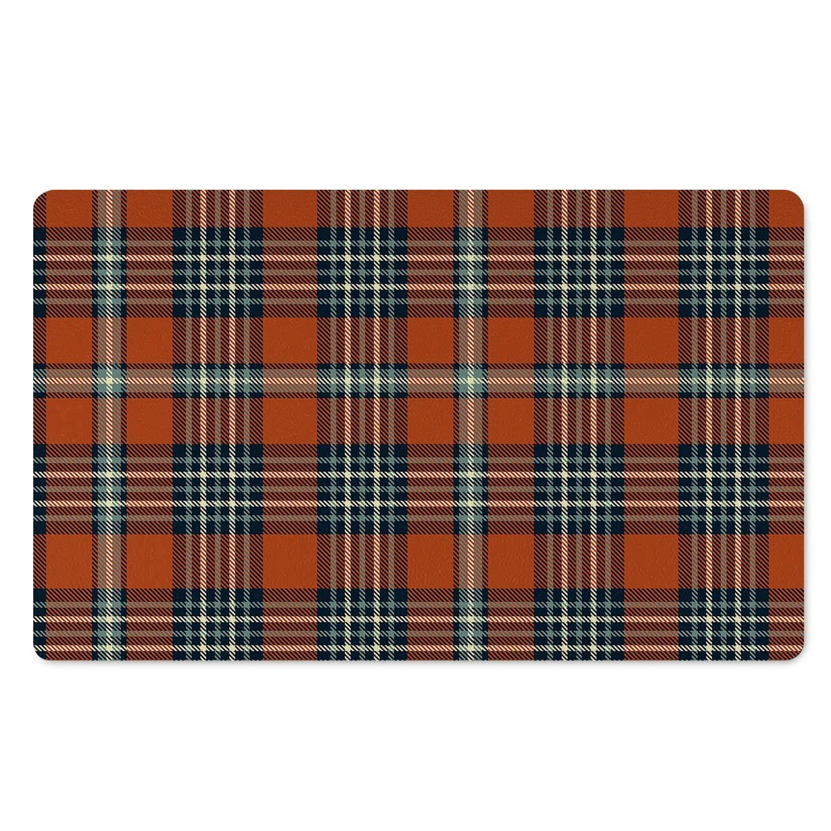 Tartan Orange Plaid Door Mat-grizzshop