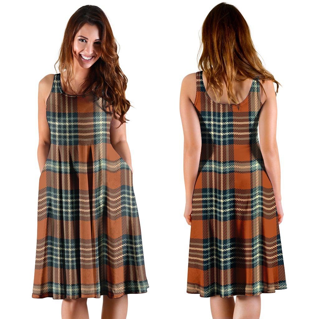 Tartan Orange Plaid Dress-grizzshop