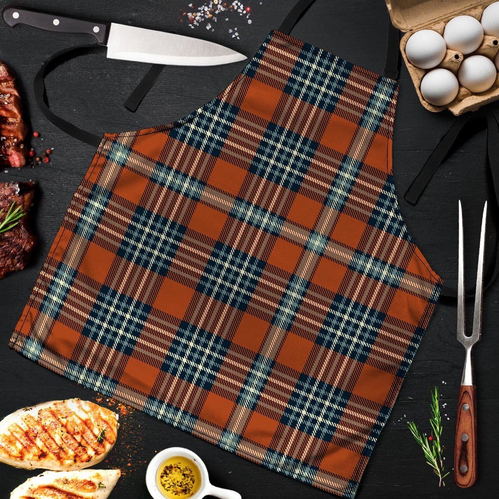 Tartan Orange Plaid Men's Apron-grizzshop