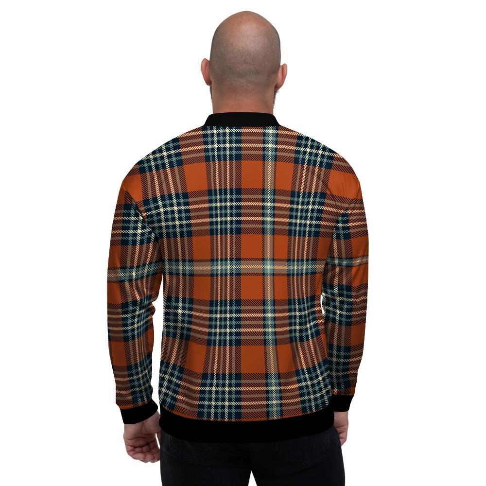 Tartan Orange Plaid Men's Bomber Jacket-grizzshop