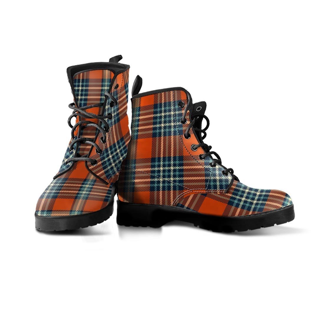 Tartan Orange Plaid Men's Boots-grizzshop