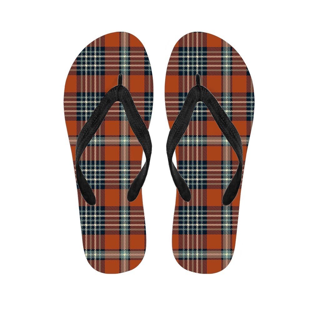 Tartan Orange Plaid Men's Flip Flops-grizzshop