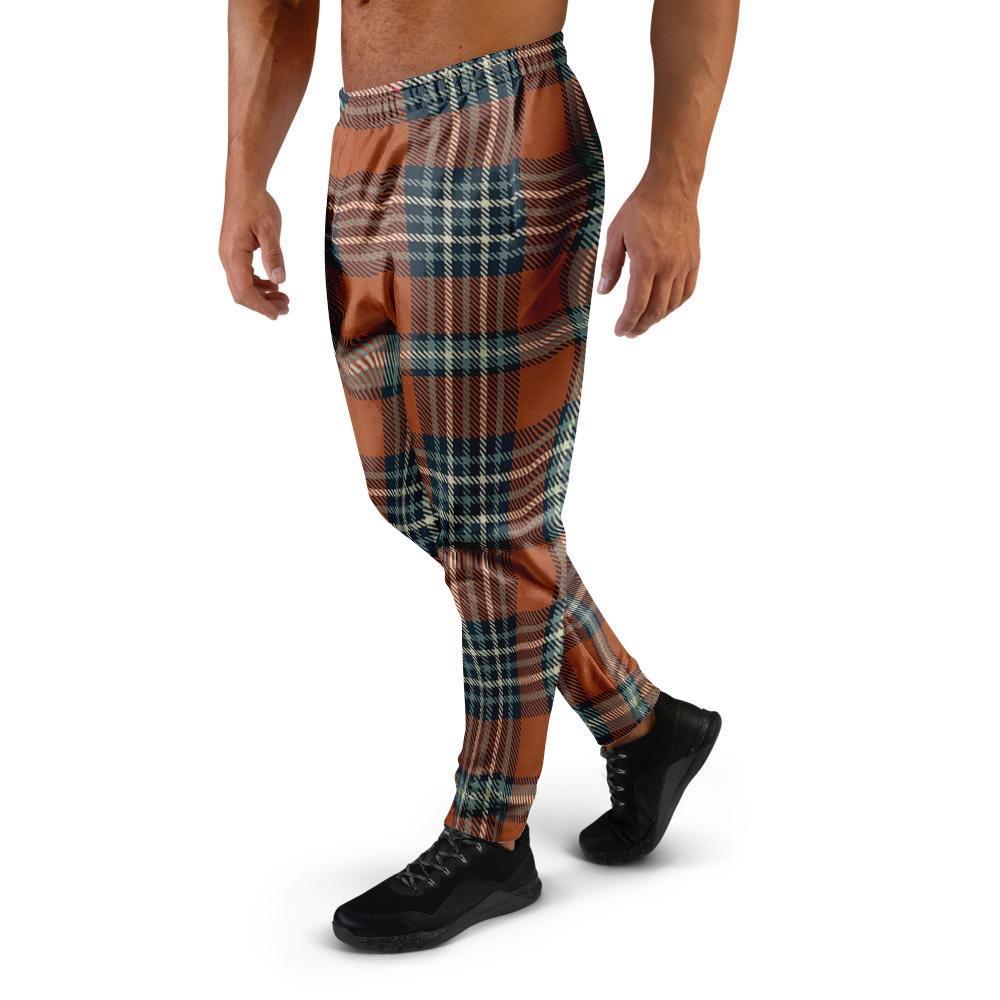 Tartan Orange Plaid Men's Joggers-grizzshop