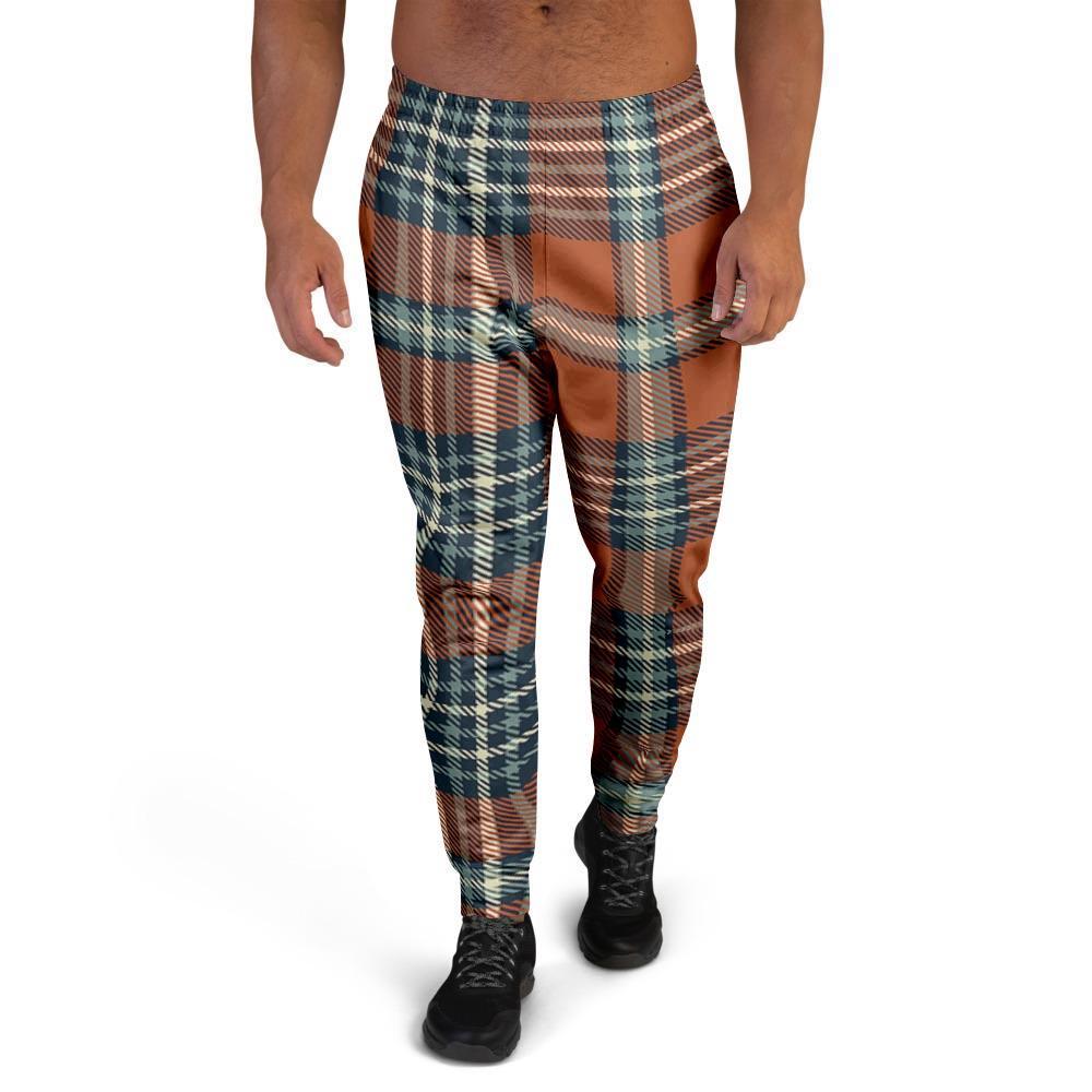 Tartan Orange Plaid Men's Joggers-grizzshop