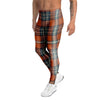 Tartan Orange Plaid Men's Leggings-grizzshop