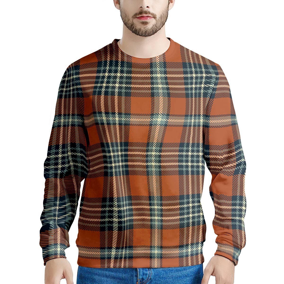 Tartan Orange Plaid Men's Sweatshirt-grizzshop