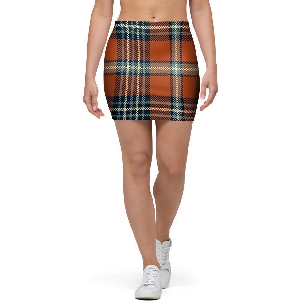 Tartan Orange Plaid Mini Skirt-grizzshop