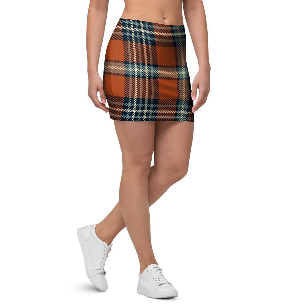 Tartan Orange Plaid Mini Skirt-grizzshop