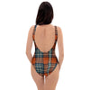 Tartan Orange Plaid One Piece Swimsuite-grizzshop