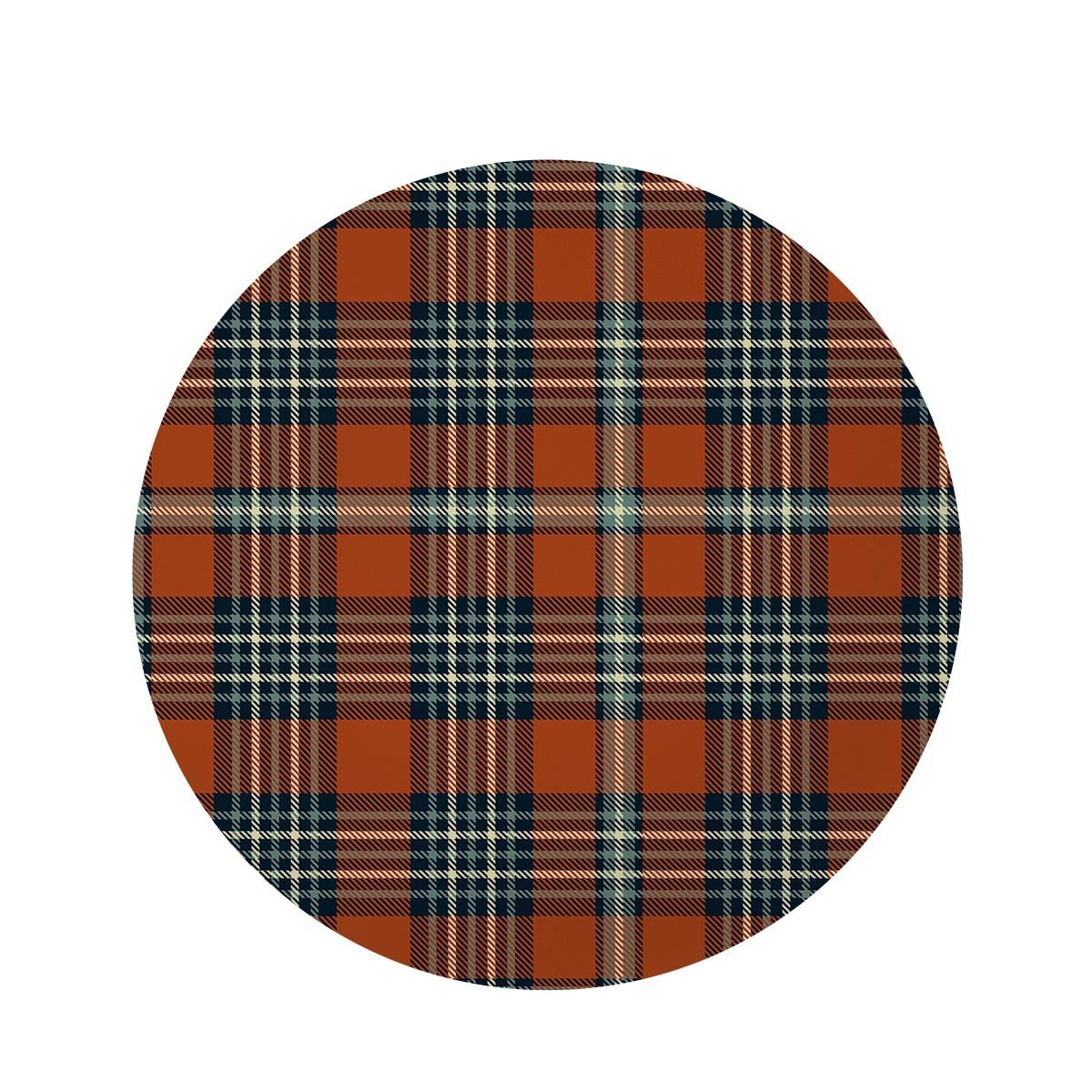 Tartan Orange Plaid Round Rug-grizzshop