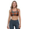 Tartan Orange Plaid Sports Bra-grizzshop