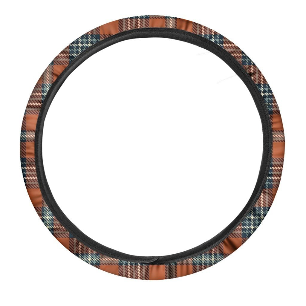 Tartan Orange Plaid Steering Wheel Cover-grizzshop