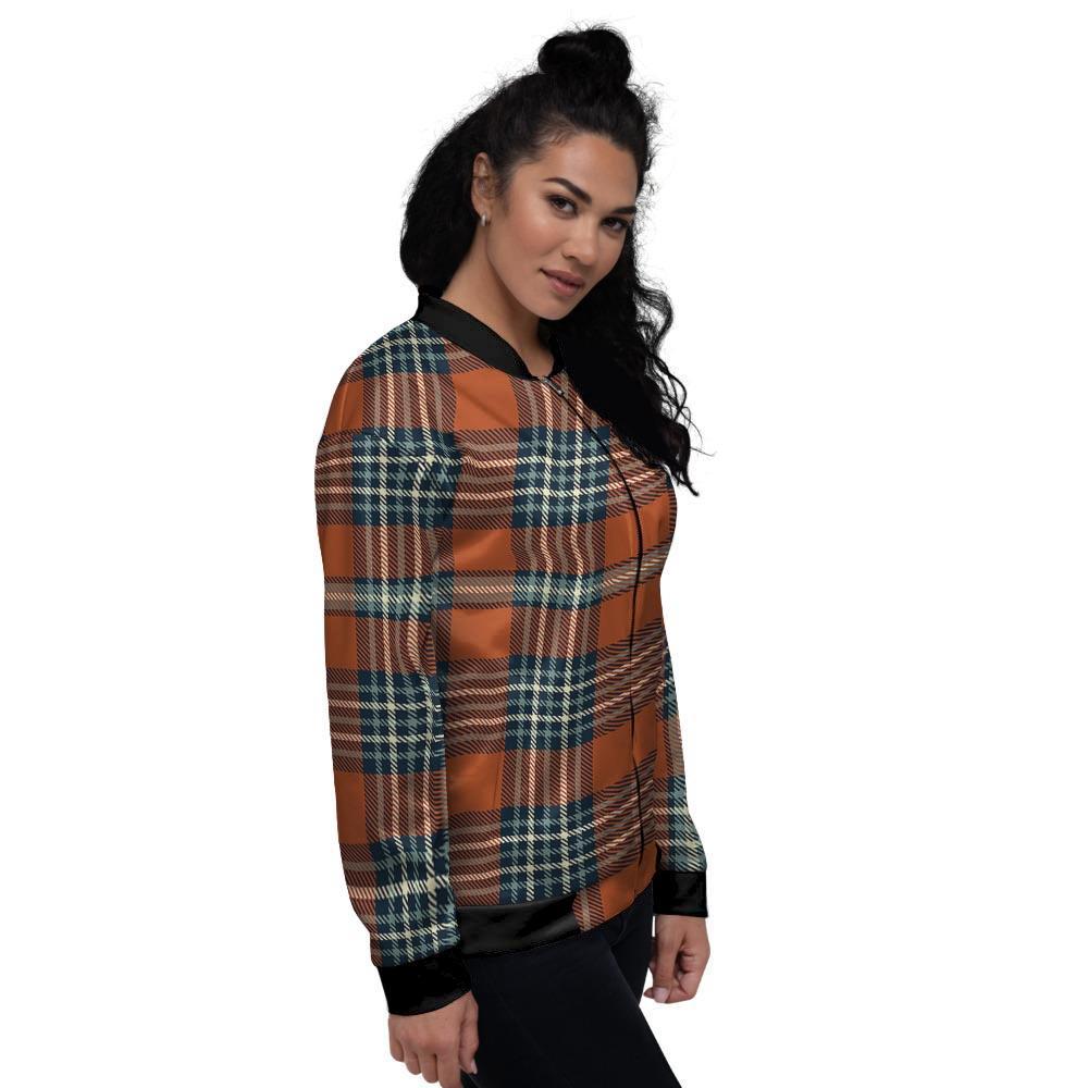 Tartan Orange Plaid Women's Bomber Jacket-grizzshop