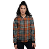 Tartan Orange Plaid Women's Bomber Jacket-grizzshop