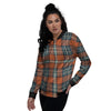 Tartan Orange Plaid Women's Bomber Jacket-grizzshop