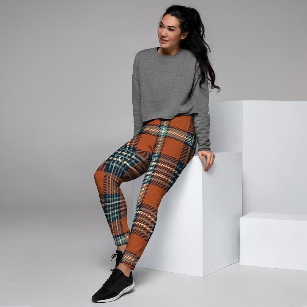 Tartan Orange Plaid Women's Joggers-grizzshop