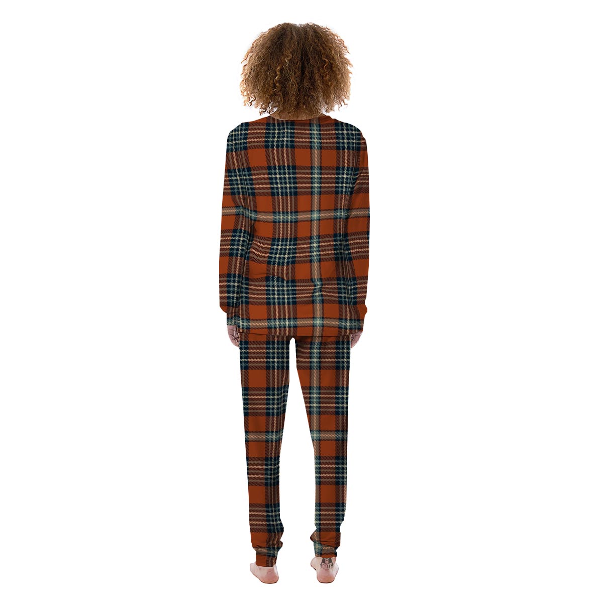 Tartan Orange Plaid Women's Pajamas-grizzshop