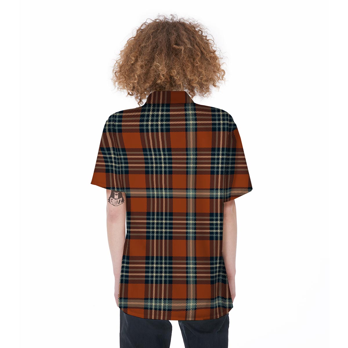 Tartan Orange Plaid Women's Short Sleeve Shirts-grizzshop