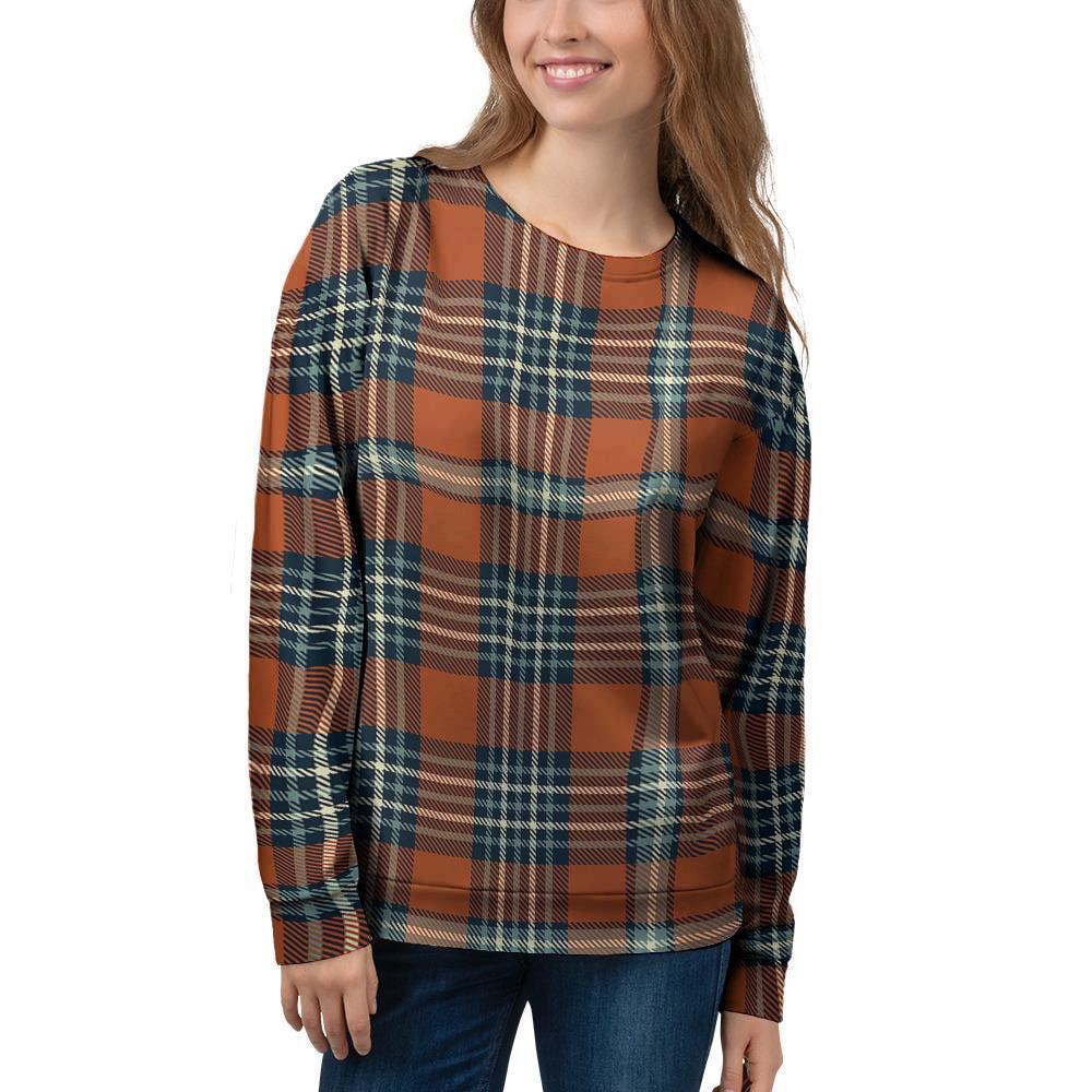 Tartan Orange Plaid Women's Sweatshirt-grizzshop