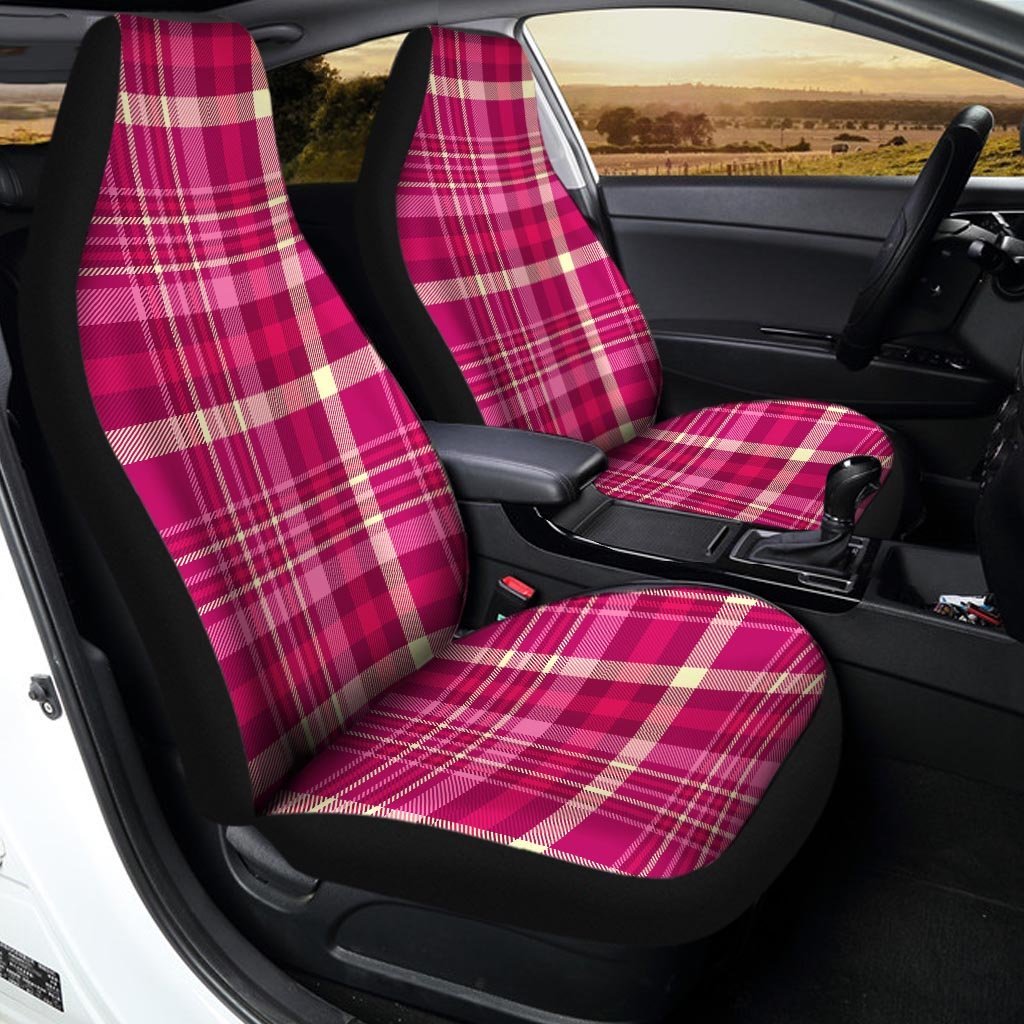 Tartan Pink Plaid Car Seat Covers-grizzshop